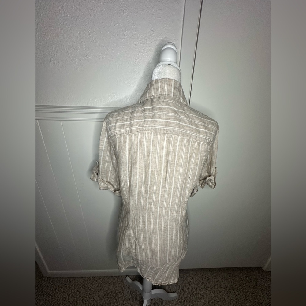 Finley Cream Casual Button Down Shirt with Textured Stripes size XL - Picture 3 of 9
